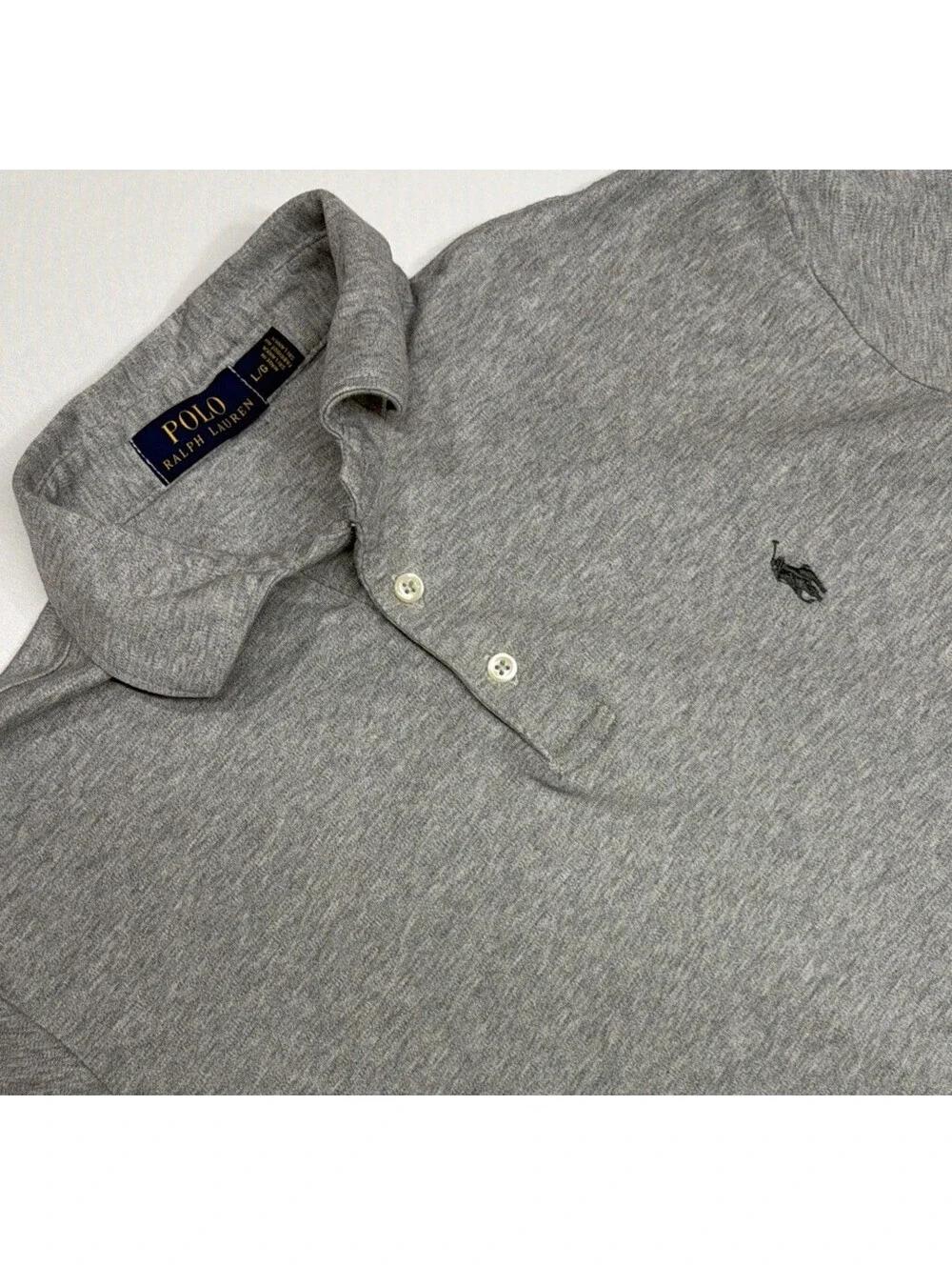 Polo Ralph Lauren Shirt Men's L Cotton Mesh Classic Fit Short Sleeve Gray